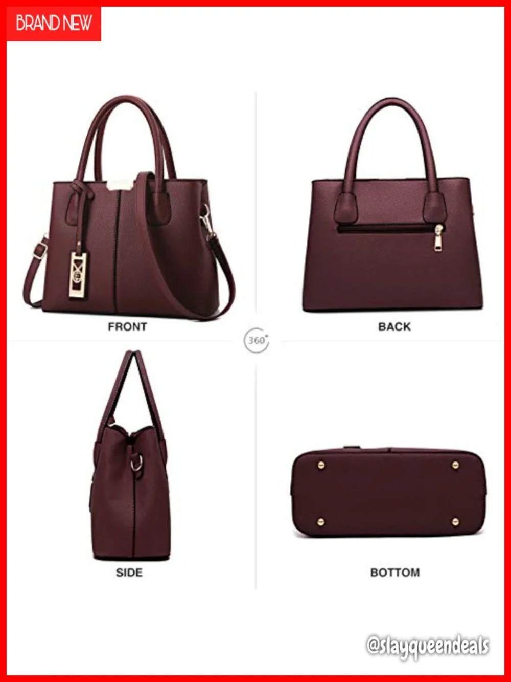 Women's Satchel Purse Top Handle Shoulder Bag Faux Leather Crossbody Tote